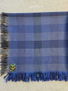 Lambswool Square Plaid Scarf Donegal Tweed Made In Ireland Blue